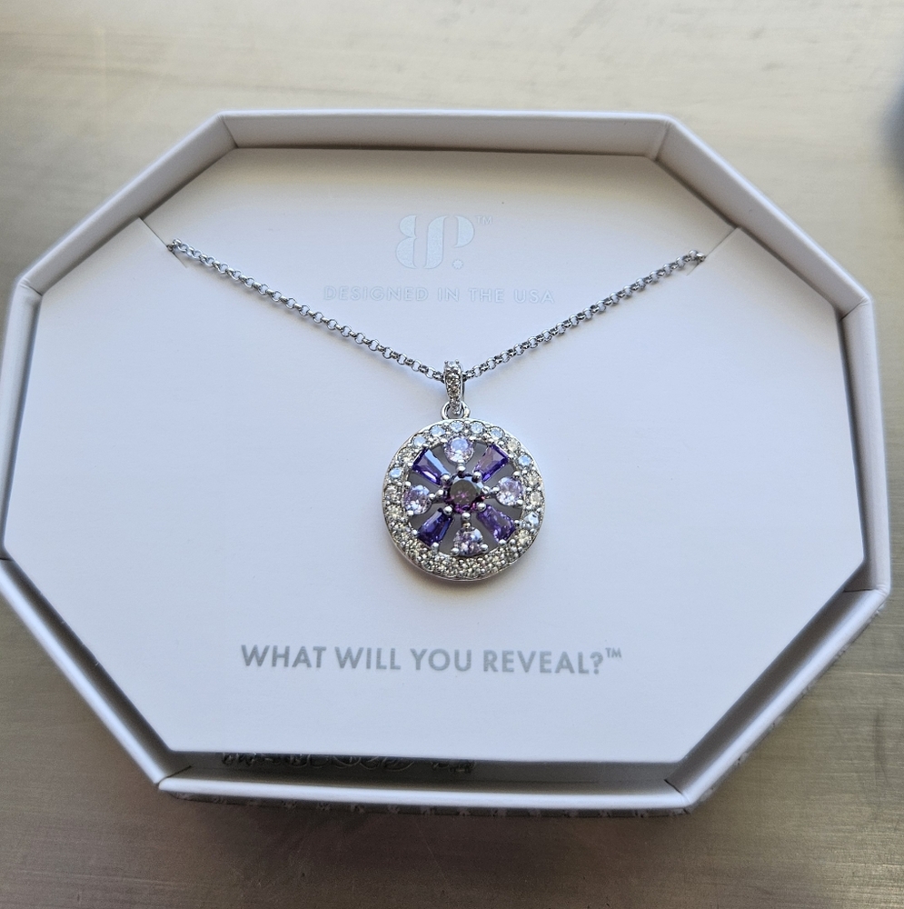 Bomb Party Necklace. .925 Sterling Silver. Gradient Of Amethyst Cubic Zirconia